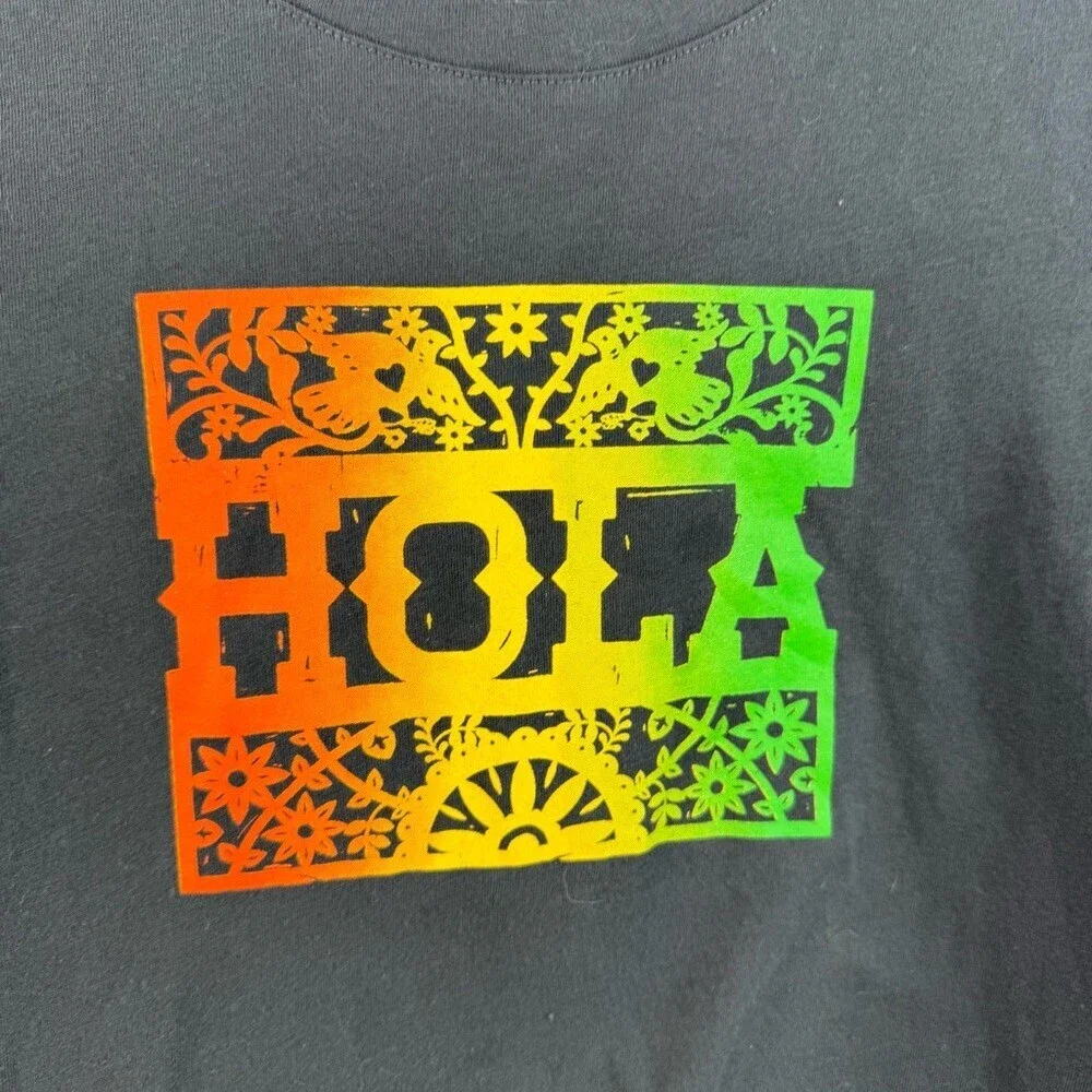 Old Navy T-shirt hola festive Black Tee with Vibrant Graphic